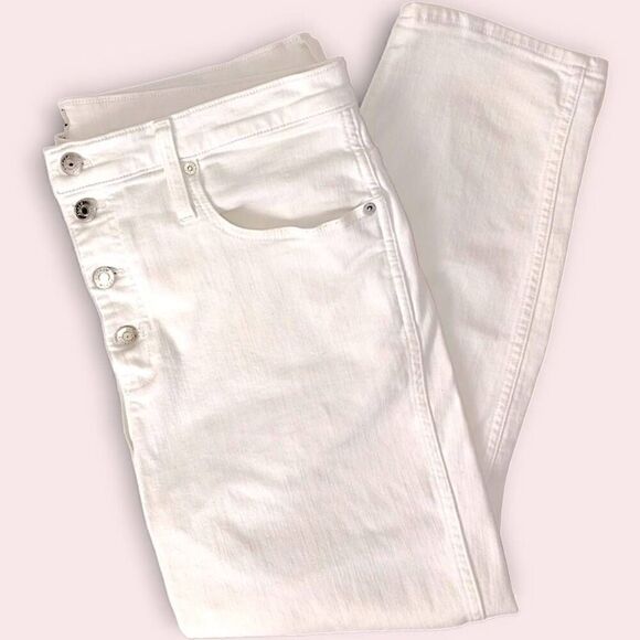 J Crew Womens Jeans Sz 33 White Button Front Fly Straight Stretch Summer Vintage - Picture 1 of 11